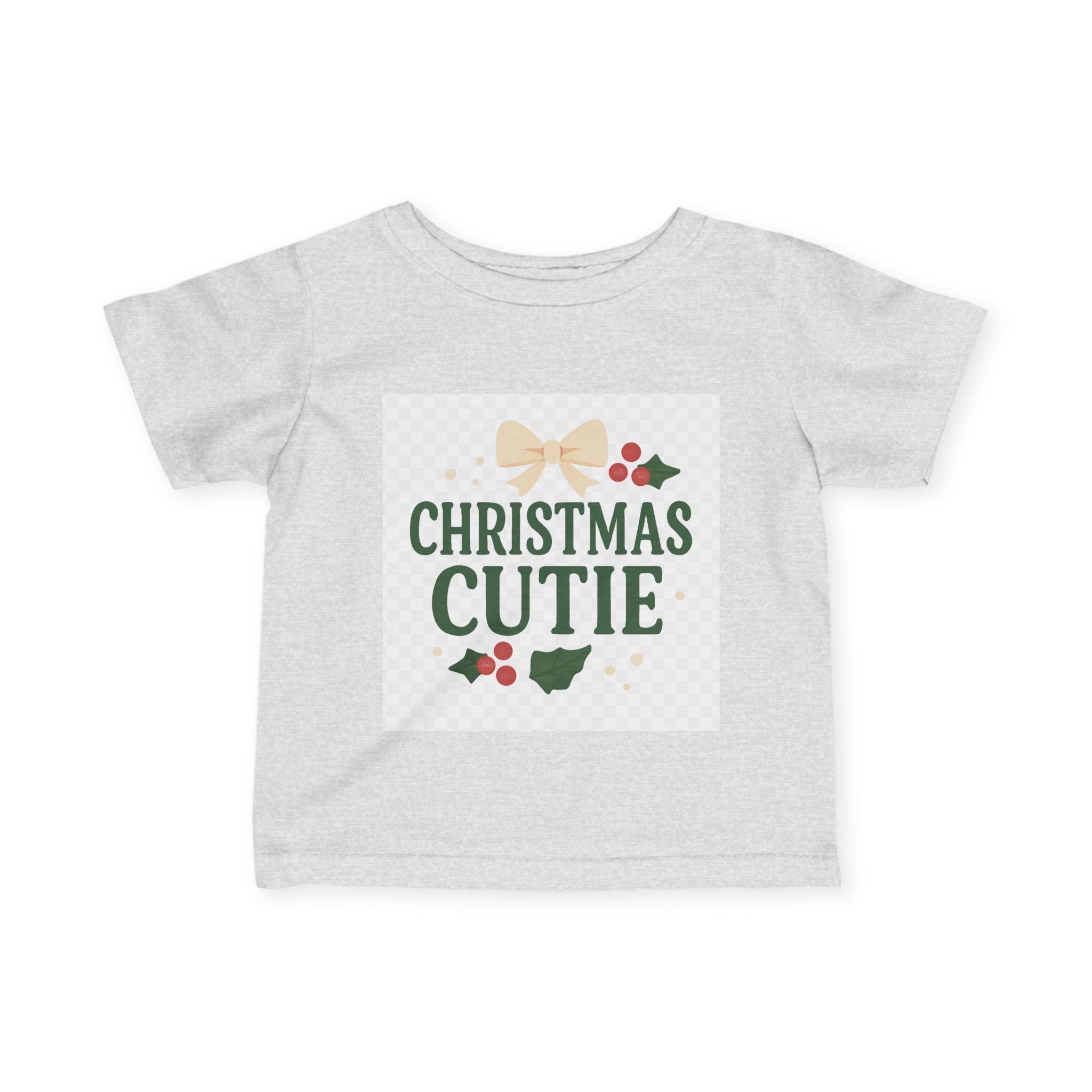 Christmas Cutie Infant Tee – Festive Baby Holiday Shirt with Bow & Holly