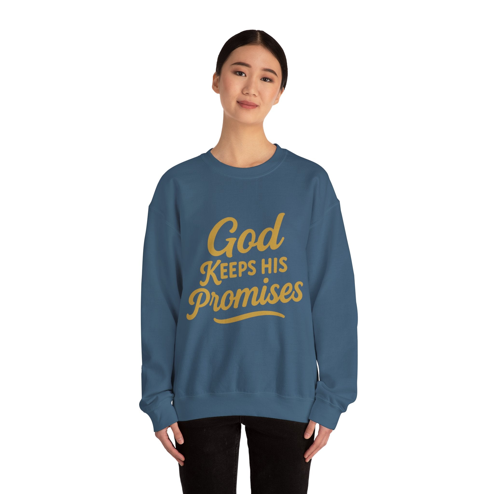 Christian Crewneck Sweatshirt — "God Keeps His Promises" Inspirational Pullover